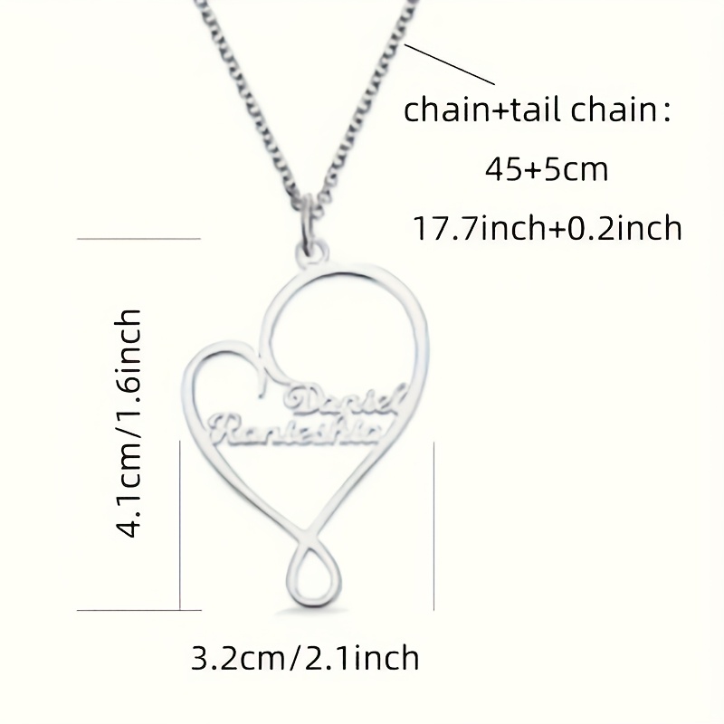 Custom Name Heart Pendant Necklace — Unisex Personalized Gift
